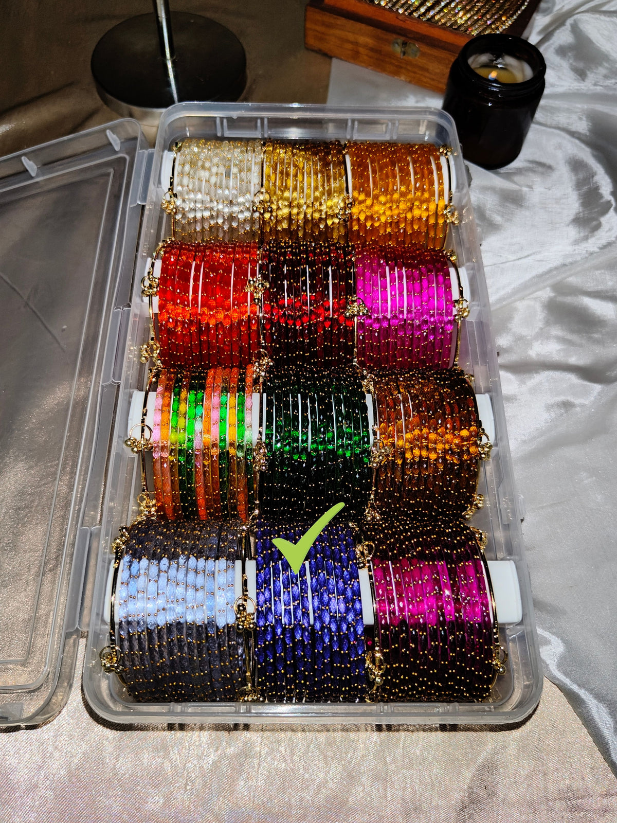 BG04 - Raindrop glass premium quality & Ghungroo Bangles (1 dozen + 2 Ghungroos)