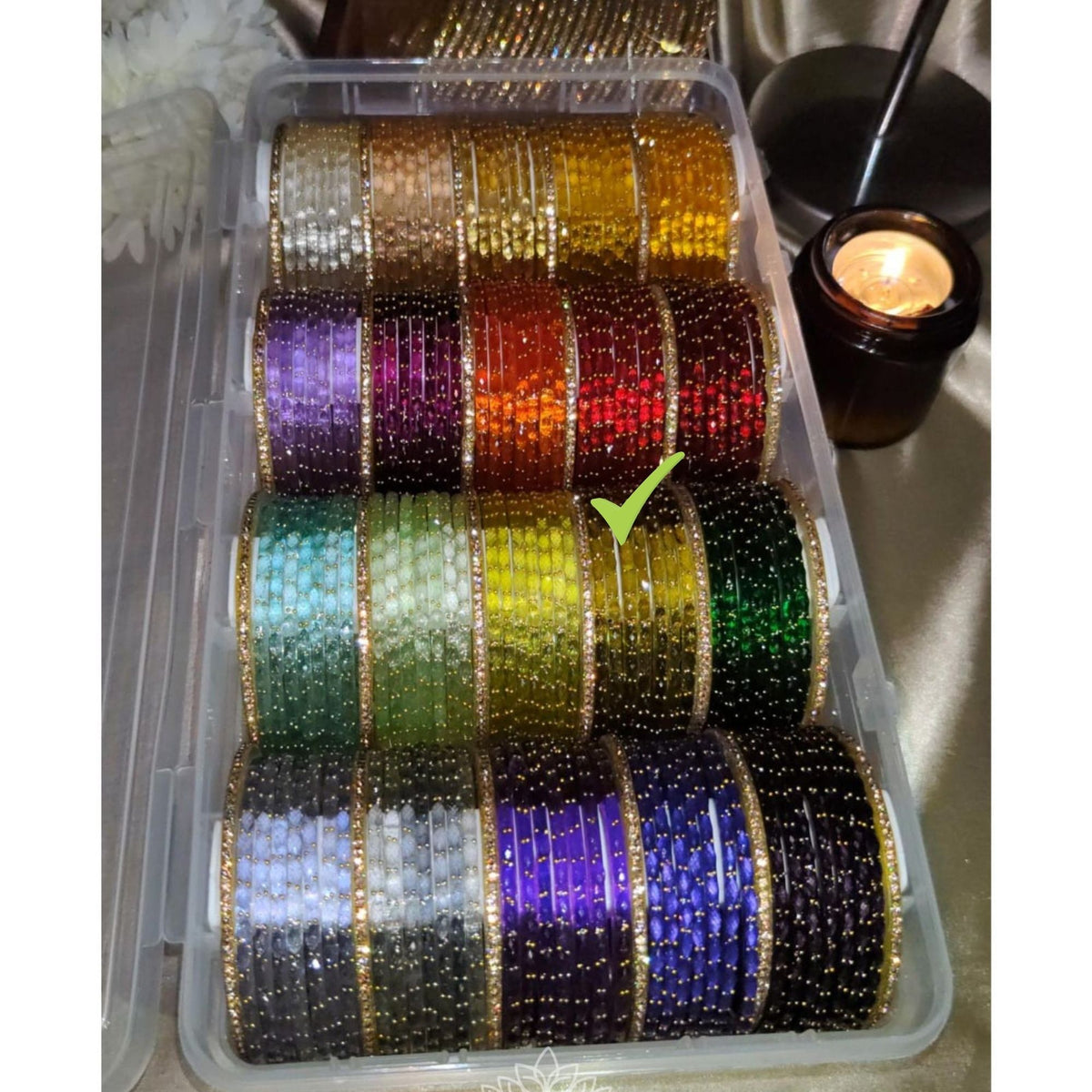 BG03 - Raindrop glass premium quality & Border Bangles (Half dozen + 2 Border Bangles)
