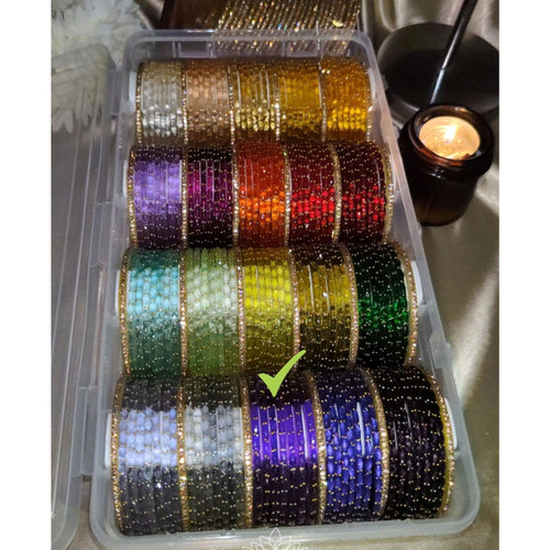 BG03 - Raindrop glass premium quality & Border Bangles (Half dozen + 2 Border Bangles)