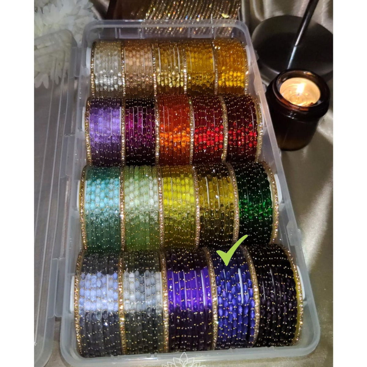BG03 - Raindrop glass premium quality & Border Bangles (Half dozen + 2 Border Bangles)
