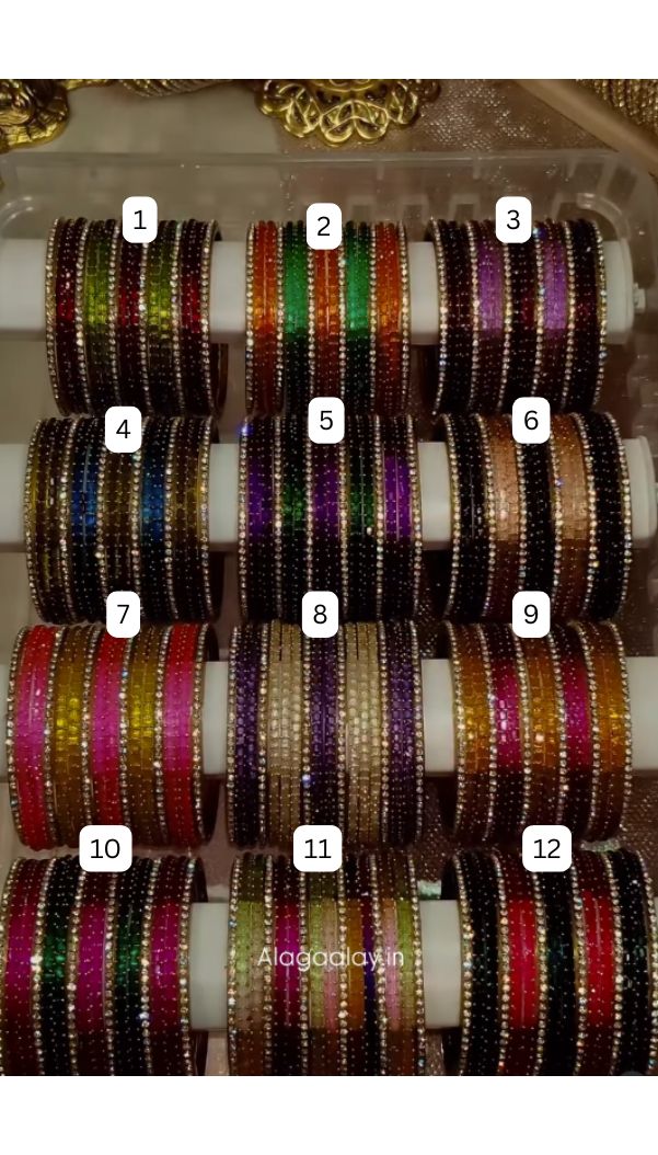 BG41 - Cube Cut & Border Bangles (10 Cube Cut + 6 Border) - Single Set