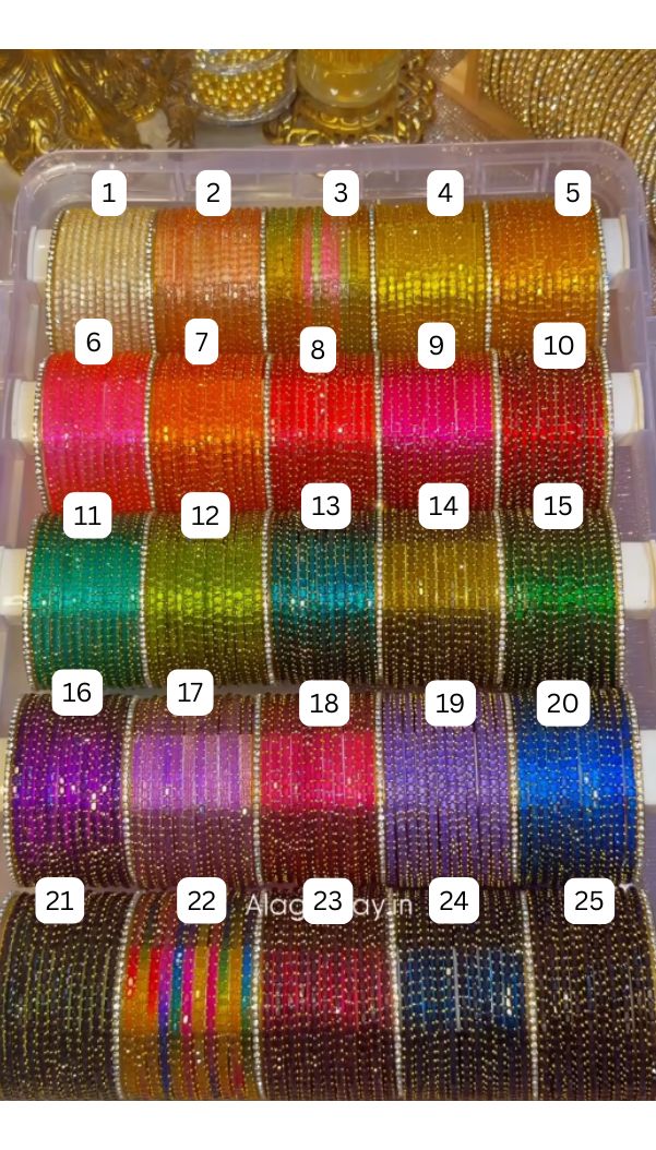 BG43 - Cube Cut & Border Bangles (1 dozen Cube Cut+ 2 border) - Single Set