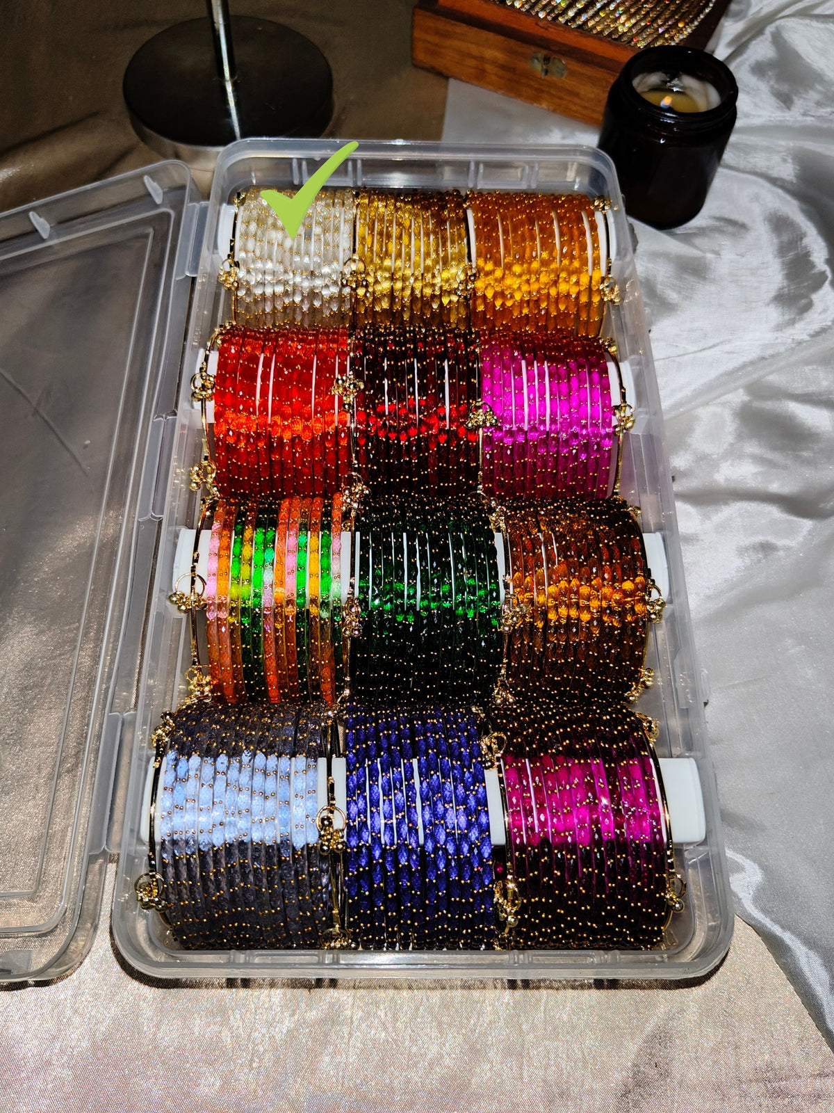 BG04 - Raindrop glass premium quality & Ghungroo Bangles (1 dozen + 2 Ghungroos)