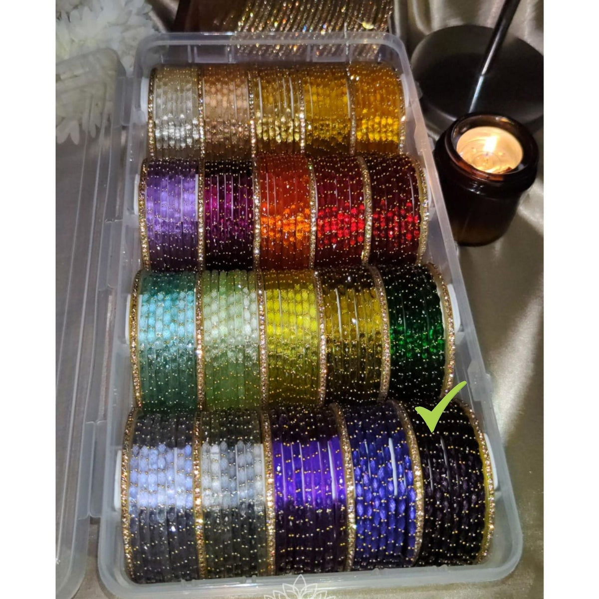 BG03 - Raindrop glass premium quality & Border Bangles (Half dozen + 2 Border Bangles)