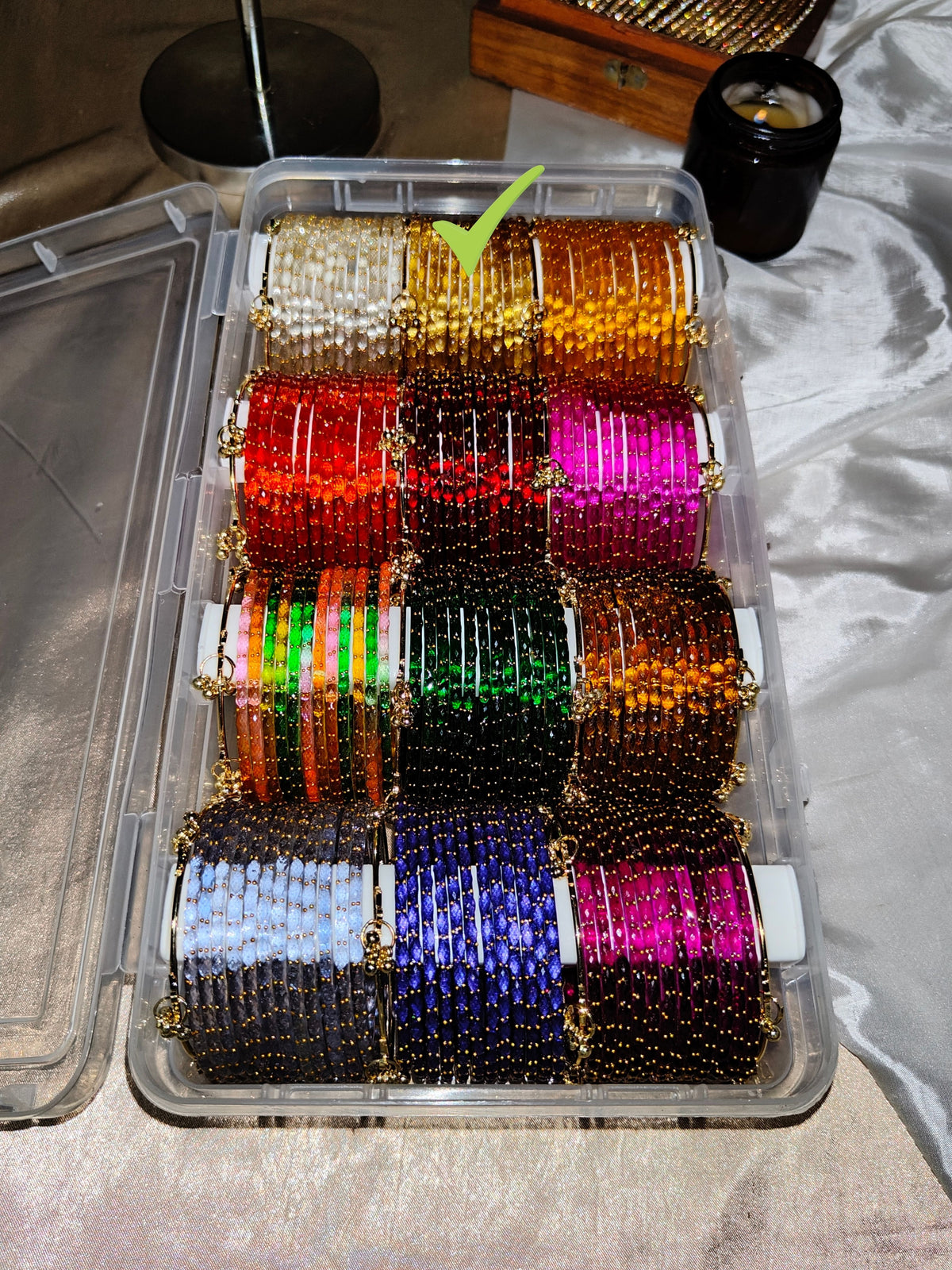 BG04 - Raindrop glass premium quality & Ghungroo Bangles (1 dozen + 2 Ghungroos)