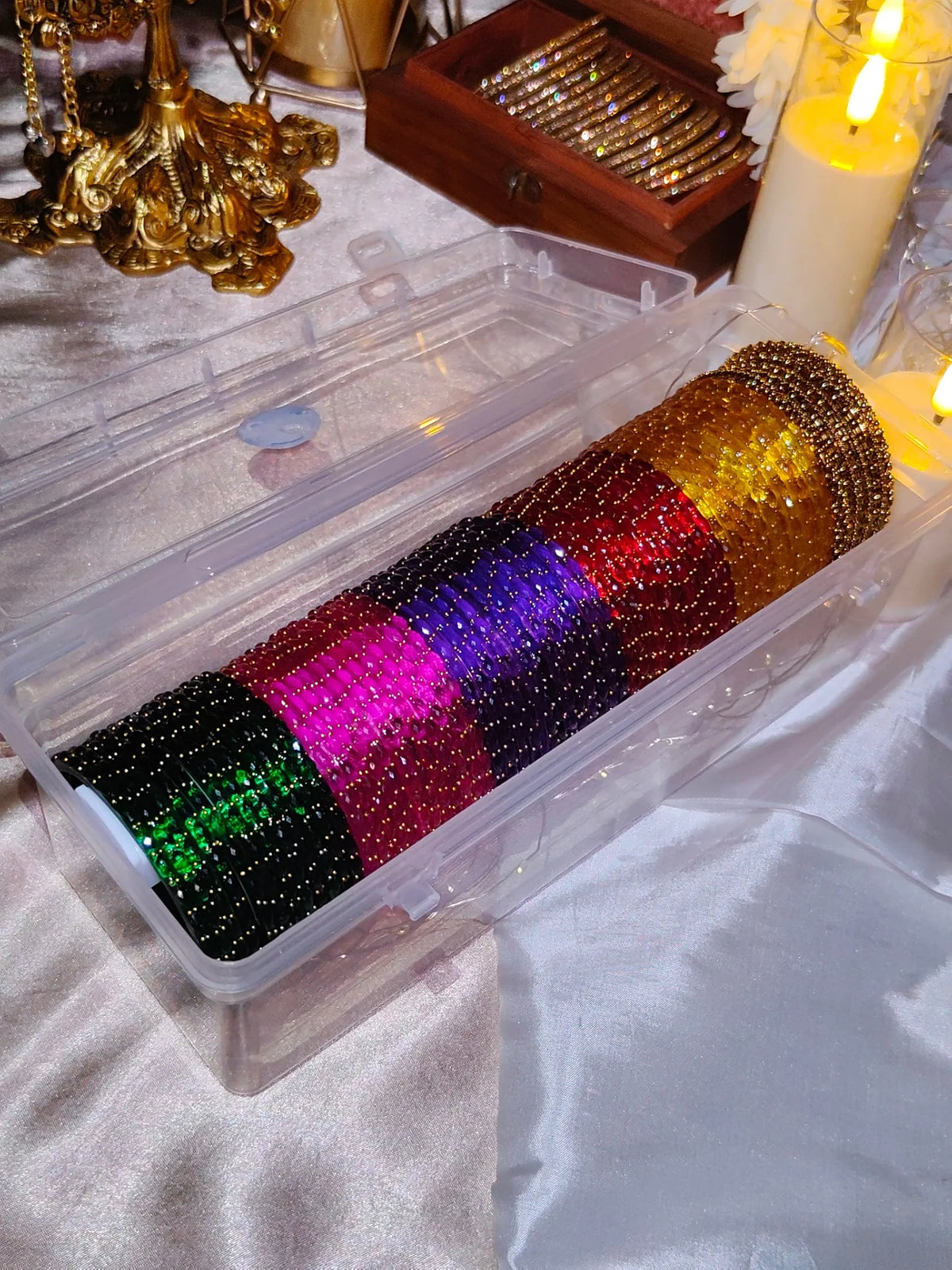 BX04 - Multicolor Raindrop & Antique Bangle Combo - Full set