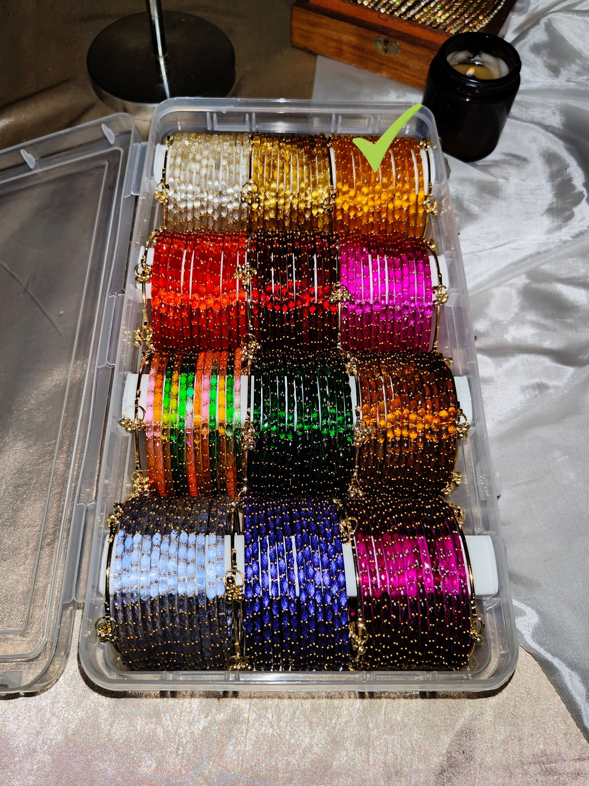 BG04 - Raindrop glass premium quality & Ghungroo Bangles (1 dozen + 2 Ghungroos)