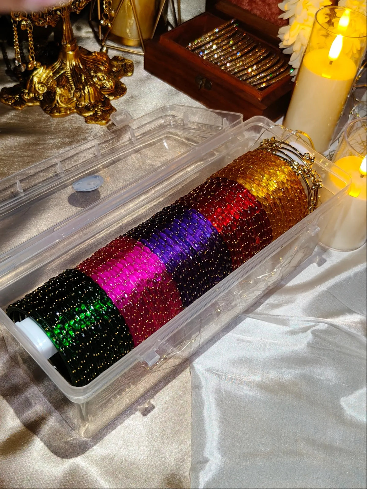 BX03 - Multicolor Raindrop & Ghungroo Bangle Combo - Full set