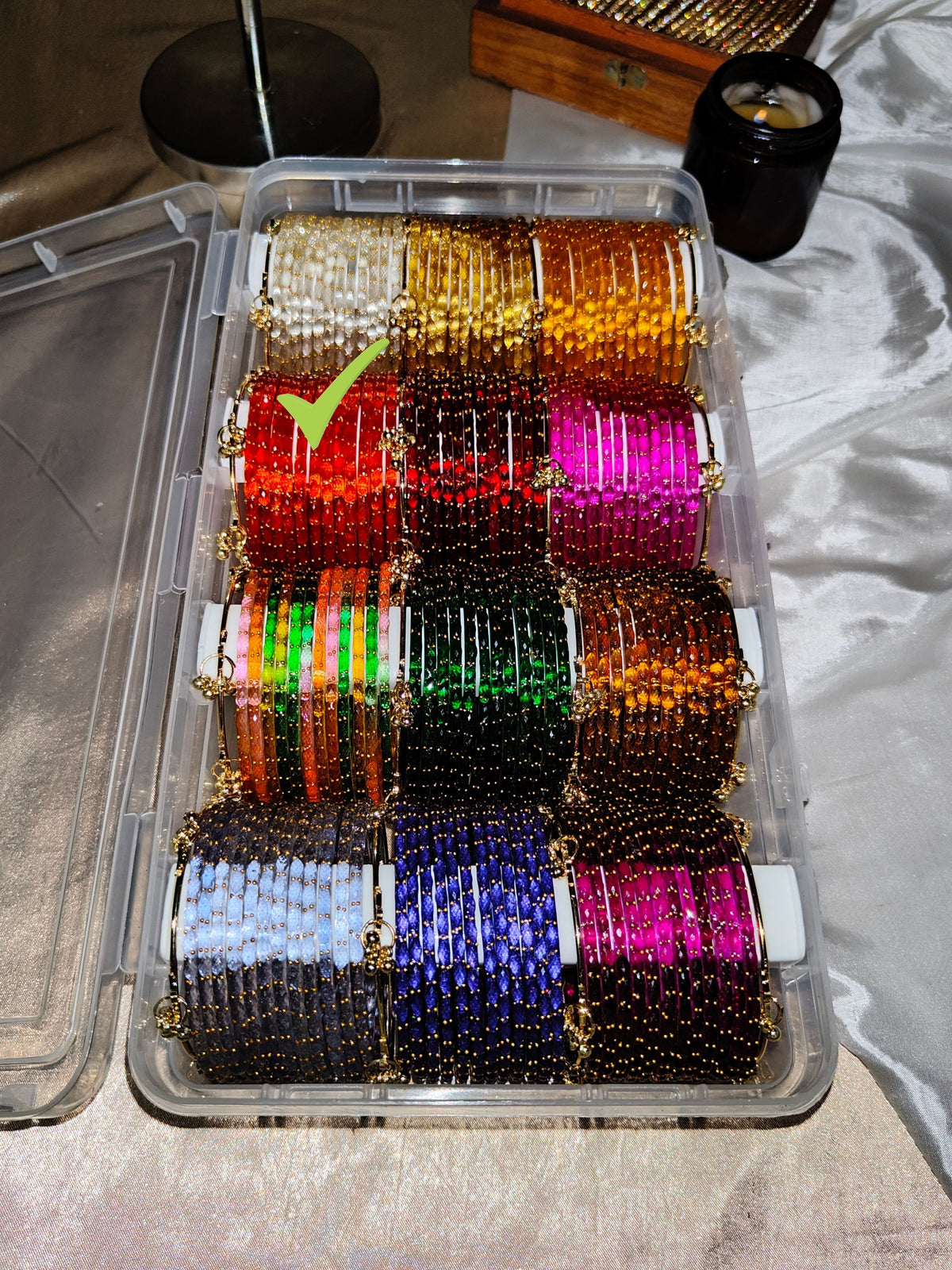 BG04 - Raindrop glass premium quality & Ghungroo Bangles (1 dozen + 2 Ghungroos)
