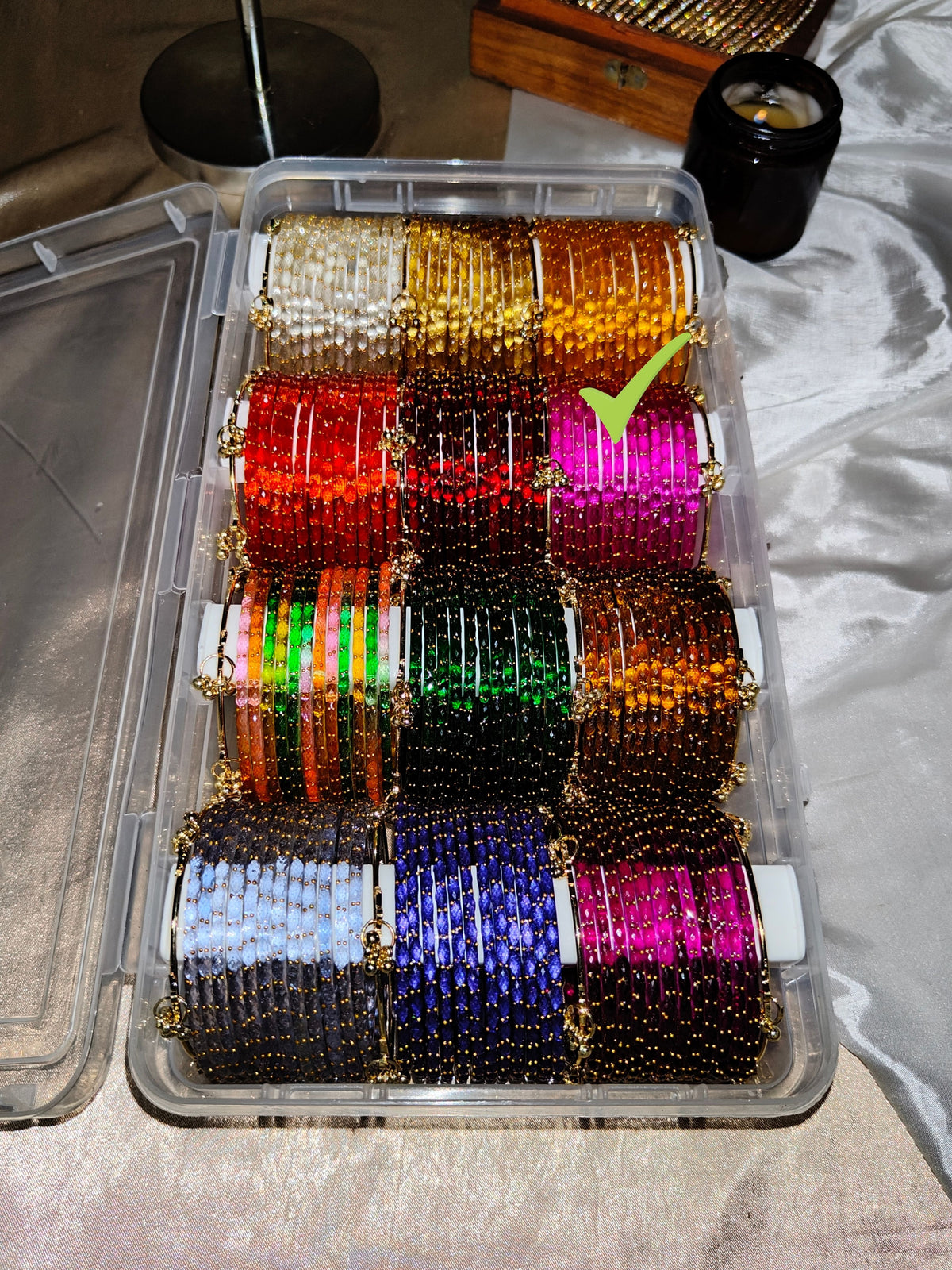 BG04 - Raindrop glass premium quality & Ghungroo Bangles (1 dozen + 2 Ghungroos)