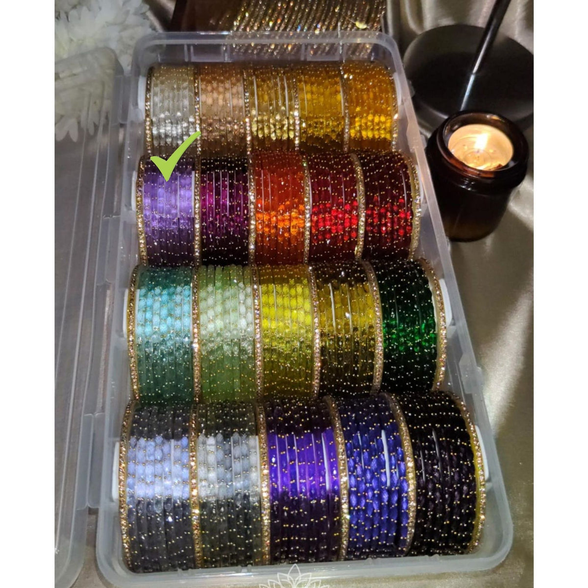 BG03 - Raindrop glass premium quality & Border Bangles (Half dozen + 2 Border Bangles)