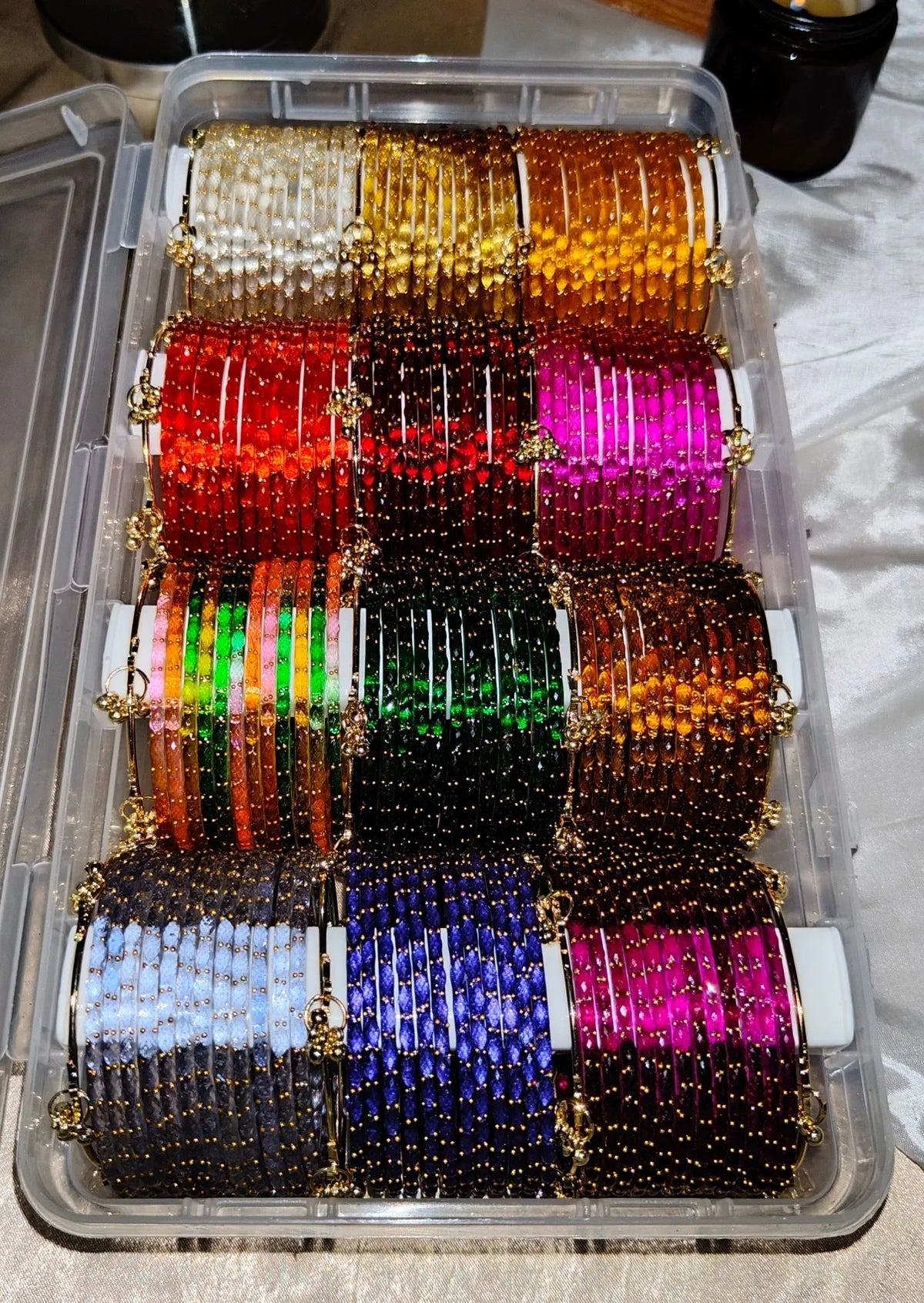 BG04 - Raindrop glass premium quality & Ghungroo Bangles (1 dozen + 2 Ghungroos)