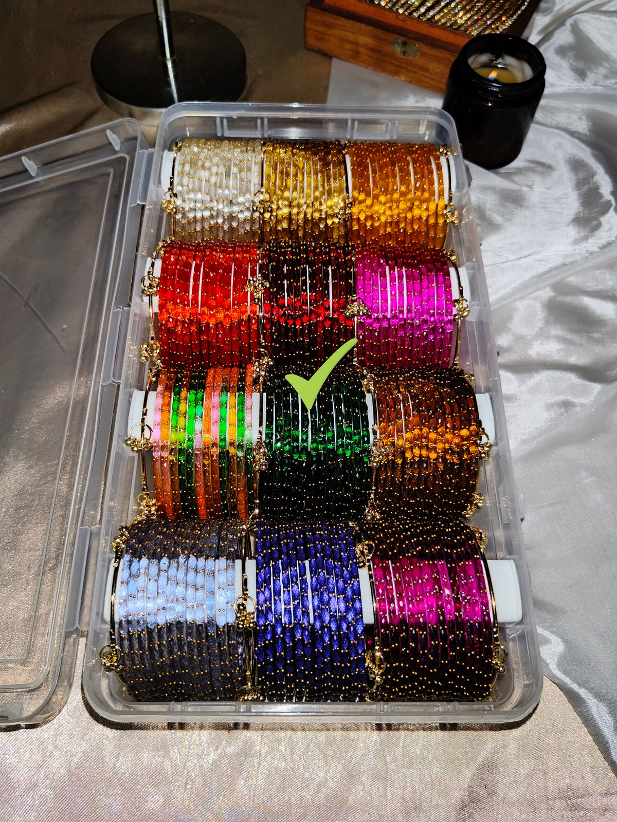 BG04 - Raindrop glass premium quality & Ghungroo Bangles (1 dozen + 2 Ghungroos)