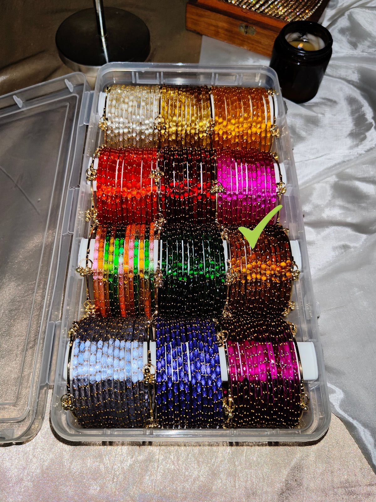BG04 - Raindrop glass premium quality & Ghungroo Bangles (1 dozen + 2 Ghungroos)