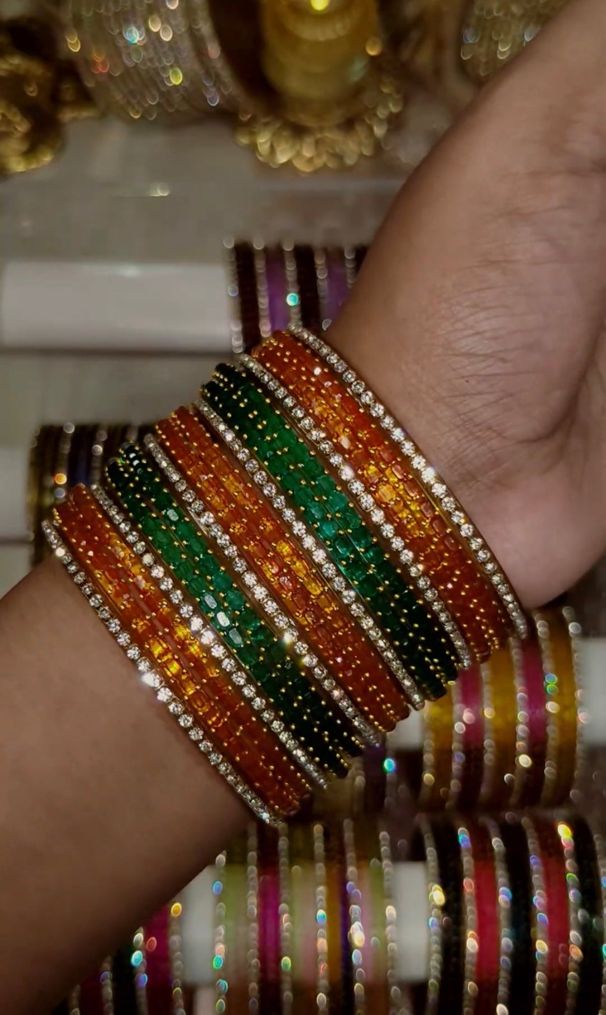 BG41 - Cube Cut & Border Bangles (10 Cube Cut + 6 Border) - Single Set