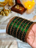 BG30 - Green Raindrop & Antique Bangle Set