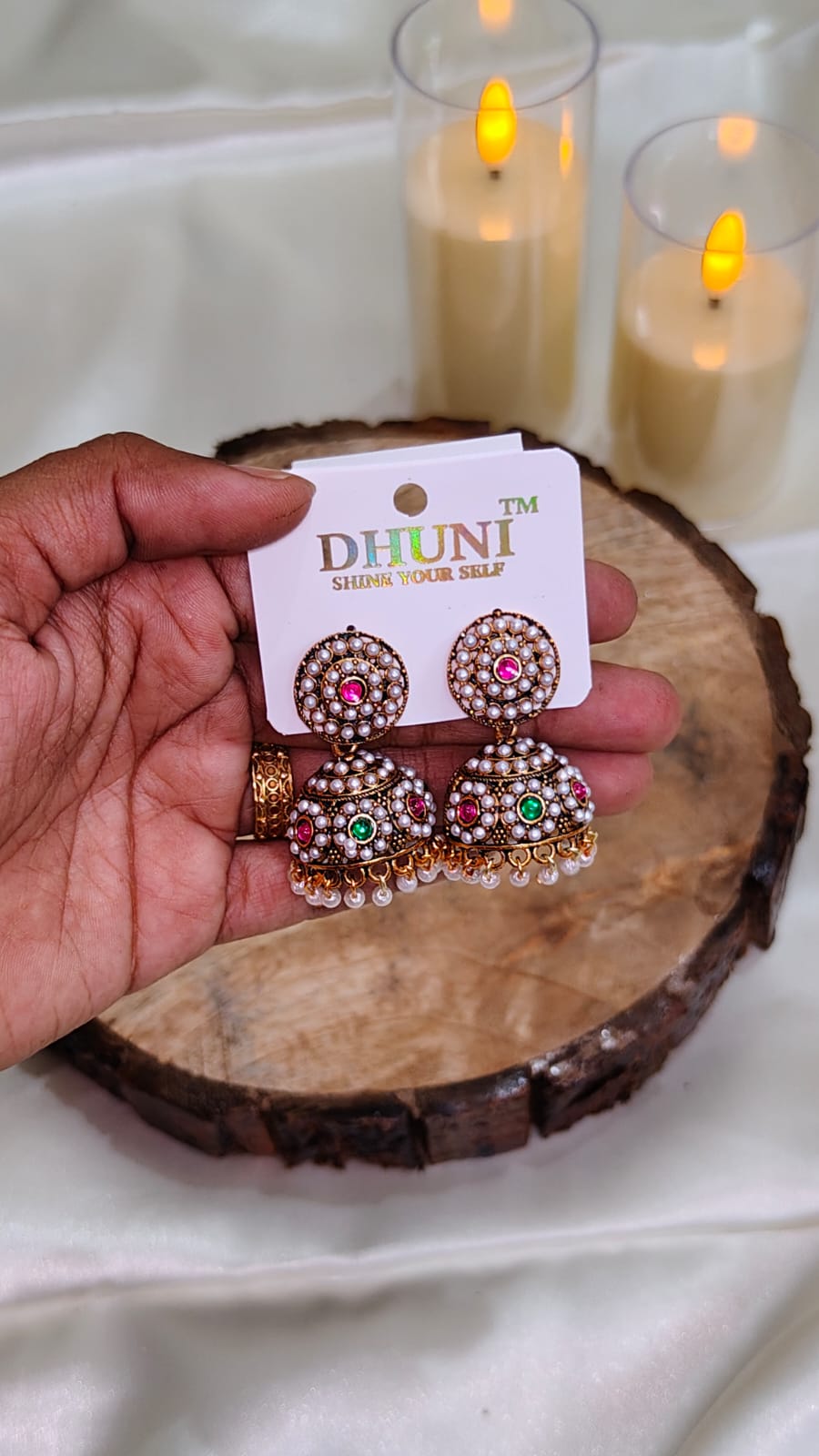 Multicolor Stone Traditional Jhumkas