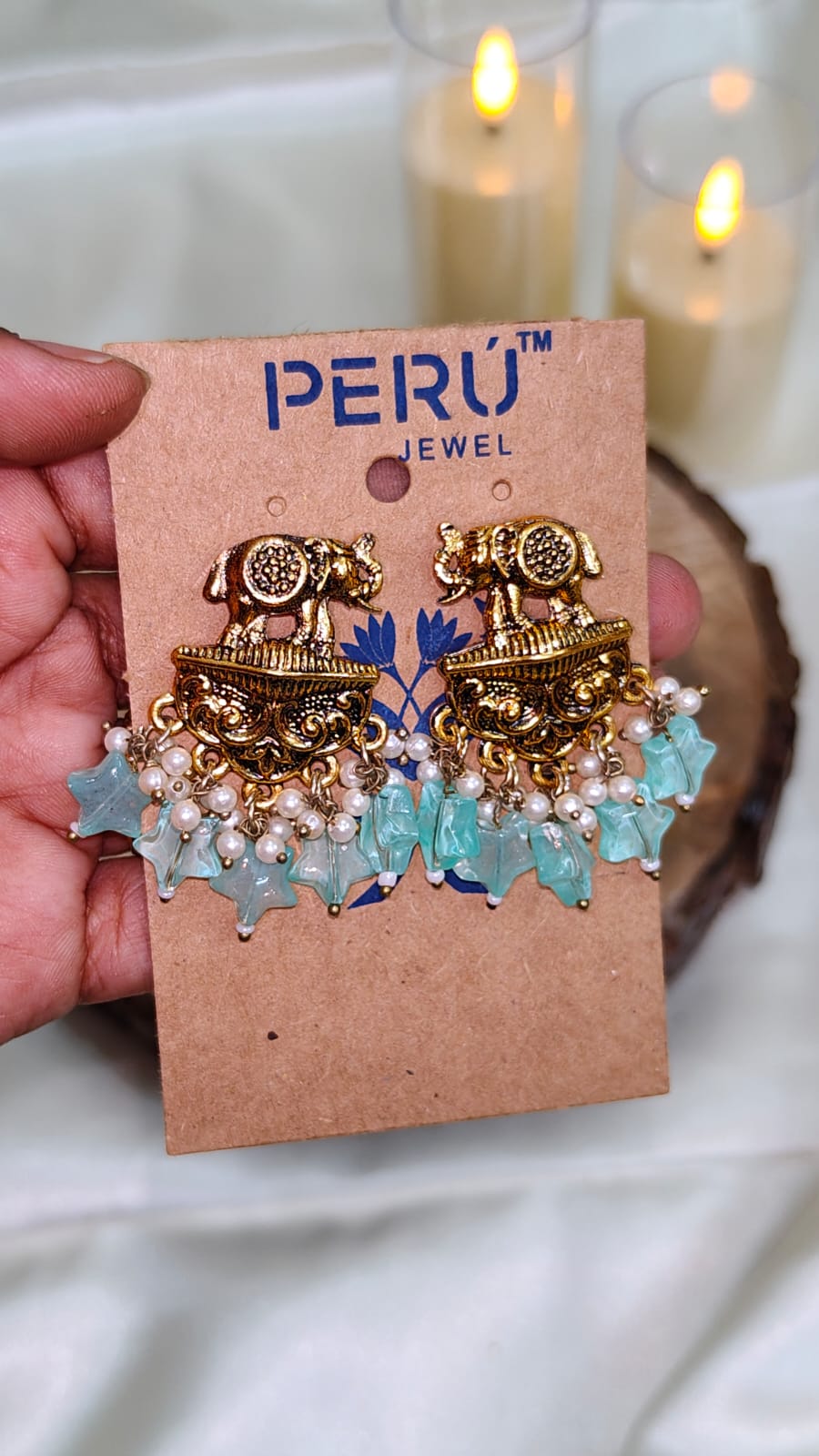 Antique Gold Elephant Motif Earrings