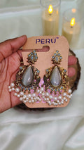 Moonstone Peacock Pearl Chandbali Earrings