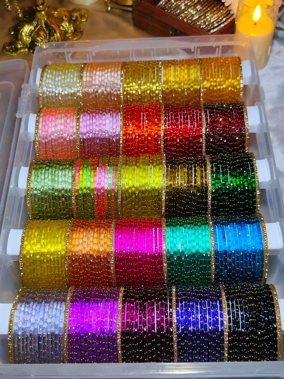 BX01 - Raindrop glass premium quality & Border Bangles (25 dozen Raindrop + 1 Dozen border) - Full set