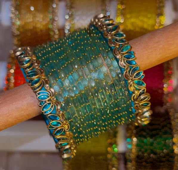 BG34 - Lotus & Raindrop Bangles Combo - Single set