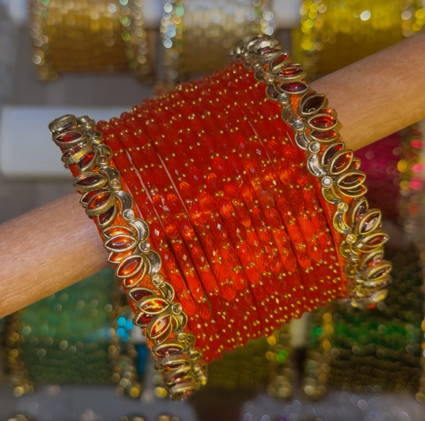 BG34 - Lotus & Raindrop Bangles Combo - Single set
