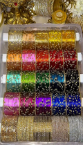 BX21 - Pearl Heart Drop glass premium quality & Border Bangles (20 dozen Heart Drop+ 5 Dozen border) - Full set