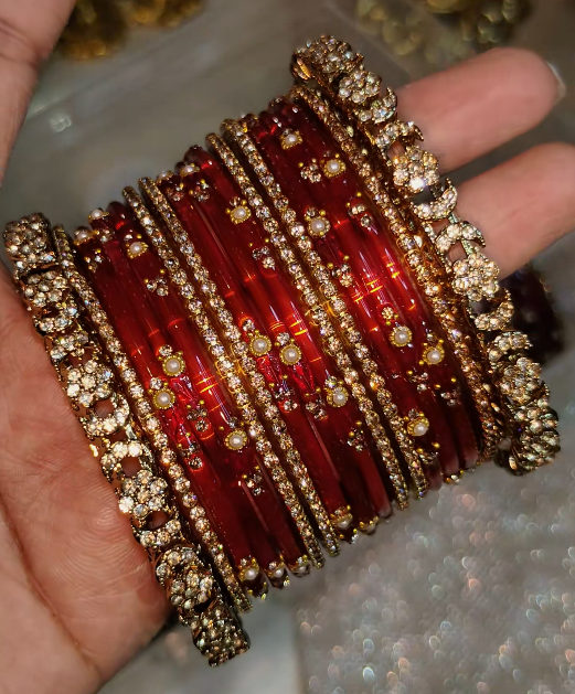 BG37 - Pearl Drop Fusion Combo Bangle set - Single Set