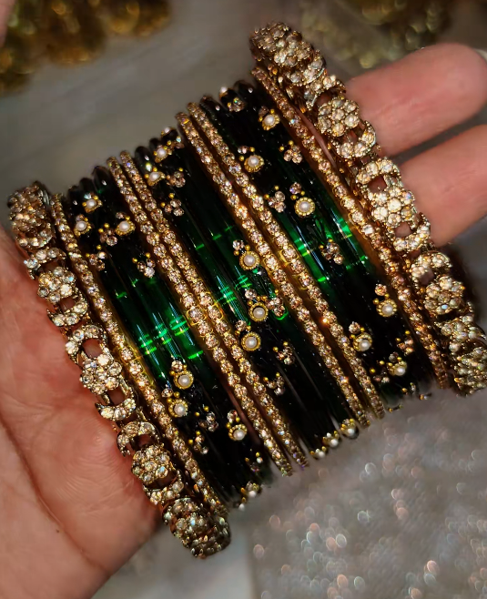 BG37 - Pearl Drop Fusion Combo Bangle set - Single Set