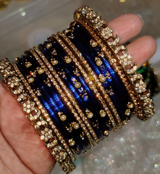BG37 - Pearl Drop Fusion Combo Bangle set - Single Set