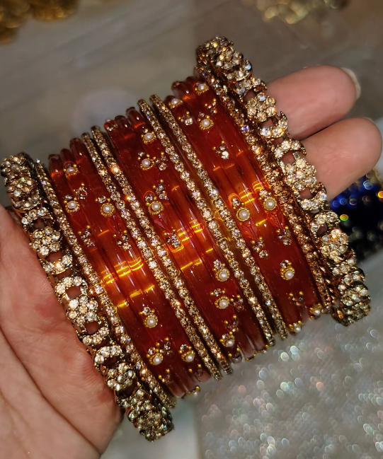 BG37 - Pearl Drop Fusion Combo Bangle set - Single Set