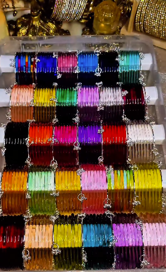 BX27 - Jelly glass & Ghungroo Bangles (30 * 8 Jelly+ 8 Ghungroos) - Full Set