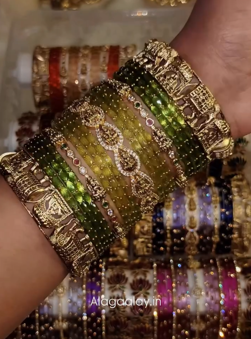 BG42 - Episode 2 - Luxury Bridal bangles (2*half dozen(Raindrop + Dot) + Multi Side + 2 Border) - Single Set