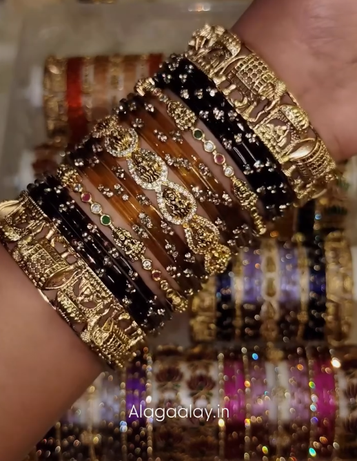 BG42 - Episode 2 - Luxury Bridal bangles (2*half dozen(Raindrop + Dot) + Multi Side + 2 Border) - Single Set