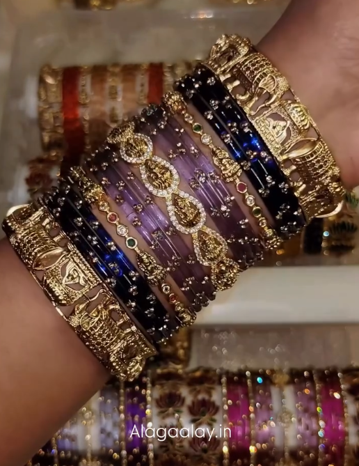 BG42 - Episode 2 - Luxury Bridal bangles (2*half dozen(Raindrop + Dot) + Multi Side + 2 Border) - Single Set