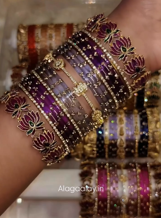 BG42 - Episode 2 - Luxury Bridal bangles (2*half dozen(Raindrop + Dot) + Multi Side + 2 Border) - Single Set