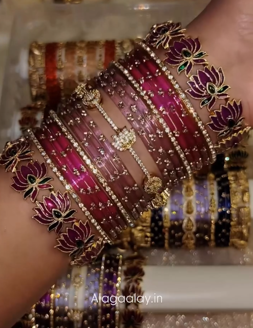 BG42 - Episode 2 - Luxury Bridal bangles (2*half dozen(Raindrop + Dot) + Multi Side + 2 Border) - Single Set