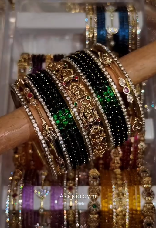 BG45 - Name customized Celebration Bangles (Glass Bangles + Side Bangles) - Single Set