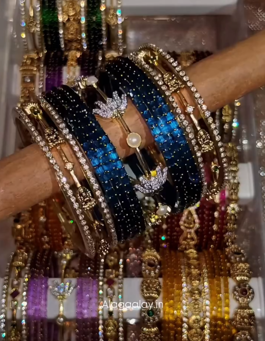 BG45 - Name customized Celebration Bangles (Glass Bangles + Side Bangles) - Single Set