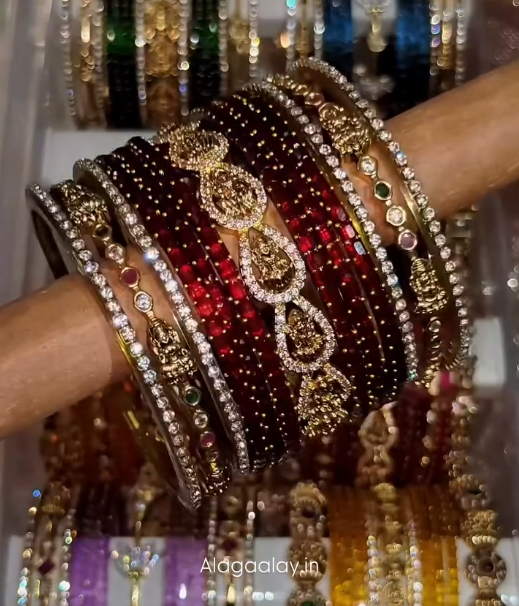 BG45 - Name customized Celebration Bangles (Glass Bangles + Side Bangles) - Single Set