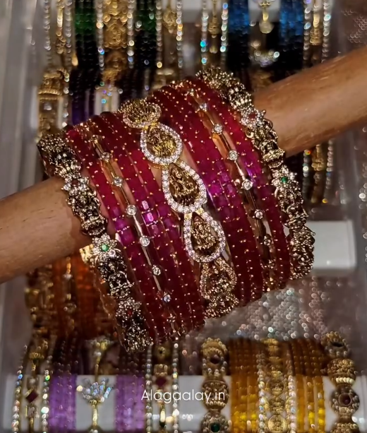 BG45 - Name customized Celebration Bangles (Glass Bangles + Side Bangles) - Single Set