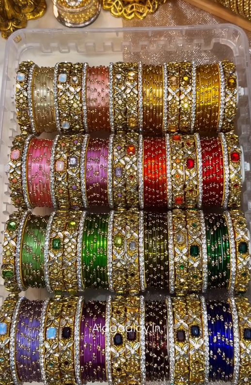 BX33 - Viral Wedding Bangles (Glass Bangles + Side Bangles) - Full Set