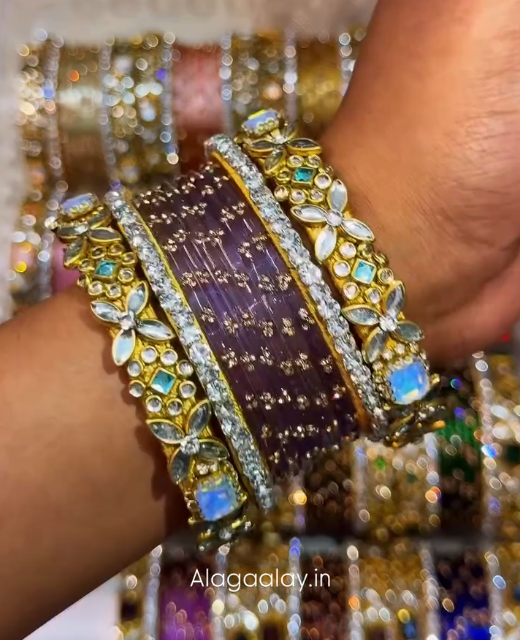 BG47 - Viral Wedding Bangles (Glass Bangles + Side Bangles) - Single Set