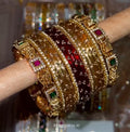 BG20 - Semi Festive & Bridal Combo - 9 dot bangles + 4 or 6 border + 2 Antique Bangles