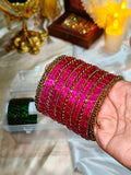 BG15 - Rani Pink Raindrop & Antique Bangle Set