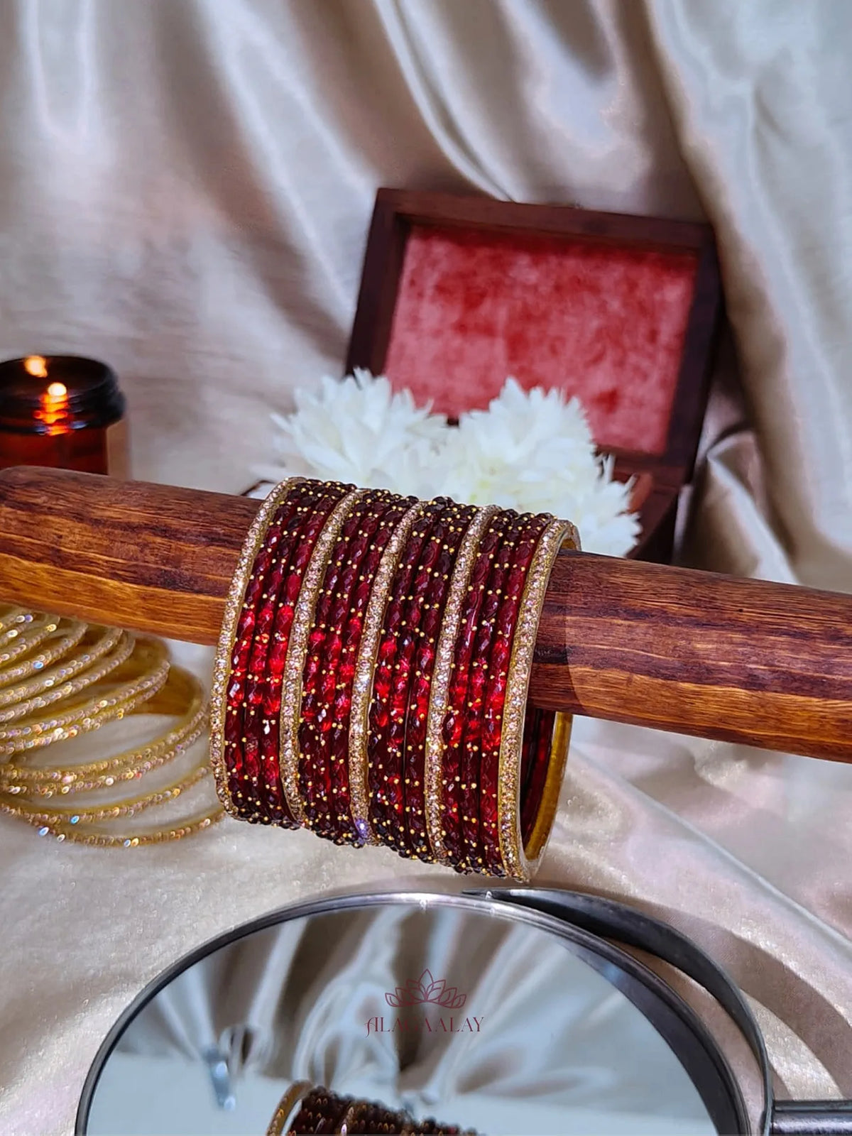 BG28 - Maroon Bangle set