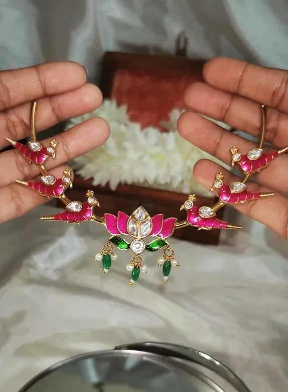 NK03 - Pink Lotus & Parrot Inspired Statement Jewelry Set