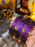 BG13 - Purple Raindrop & Ghungroo Bangle Set