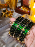BG29 - Green Raindrop & Ghungroo Bangle Set
